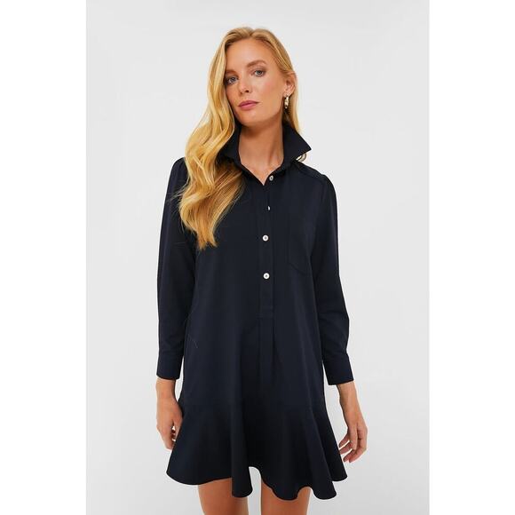 TUCKERNUCK Navy Crepe Callahan Shirt Dress Size M NWT Retail $148 Tuckernuck - Picture 5 of 6